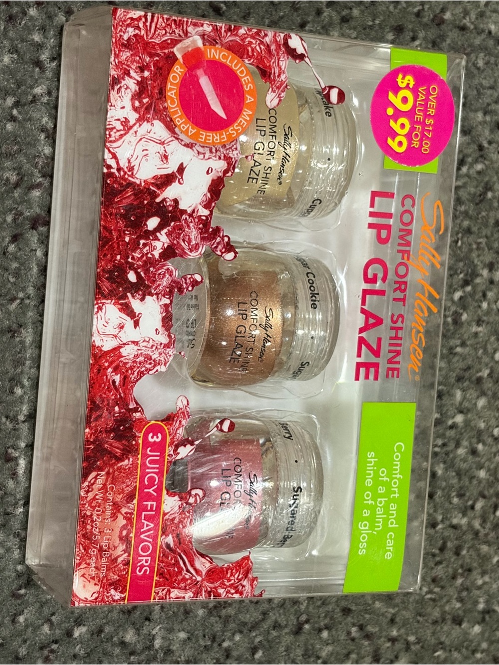 Sally Hansen Comfort Shine Lip Glaze Trio - Gold, Clear, Pink
